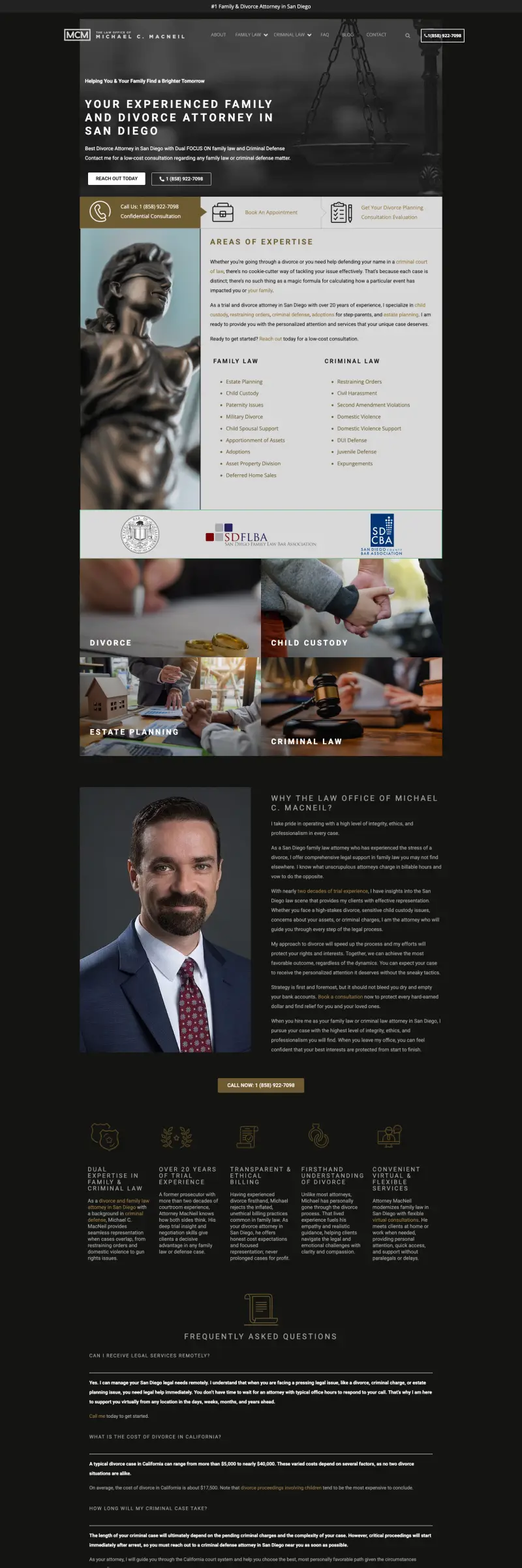 The The Law Office of Michael C. MacNeil website, captured from the top of the home page